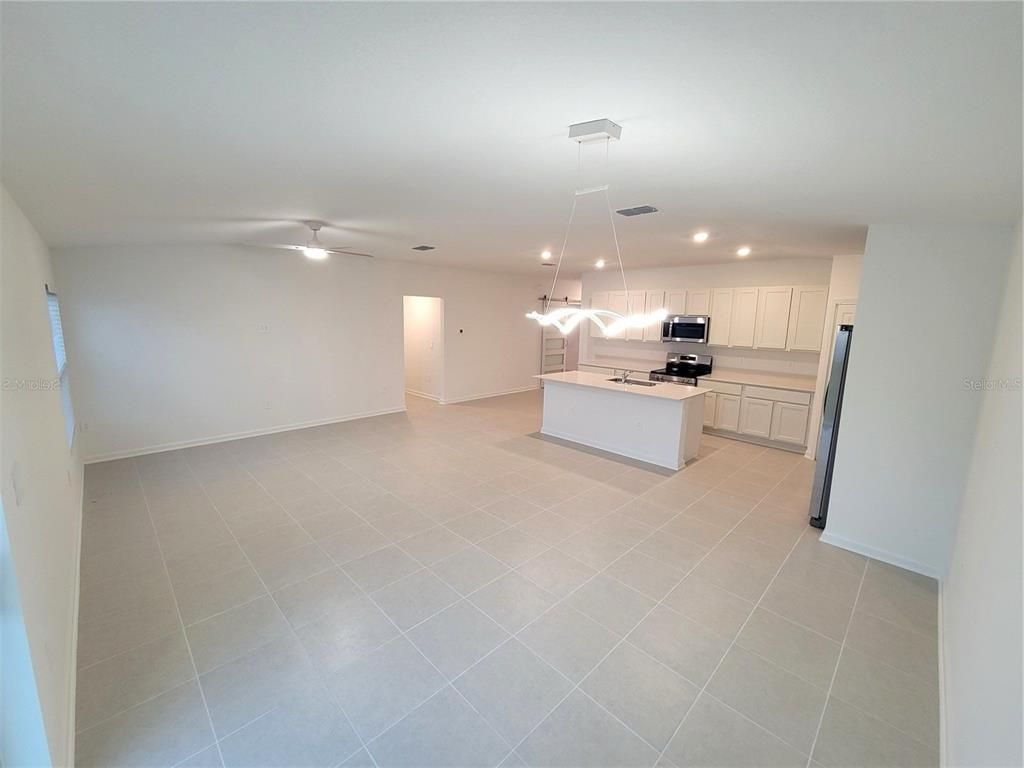 Empty room, Interior, Kitchen, Pendant Lights, Recessed Lighting