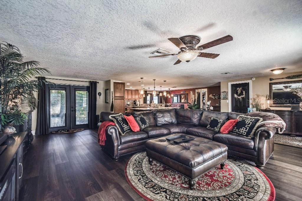 Interior, Kitchen, Living room, Pendant Lights, Stainless Steel Appliances, Wood Texture Flooring