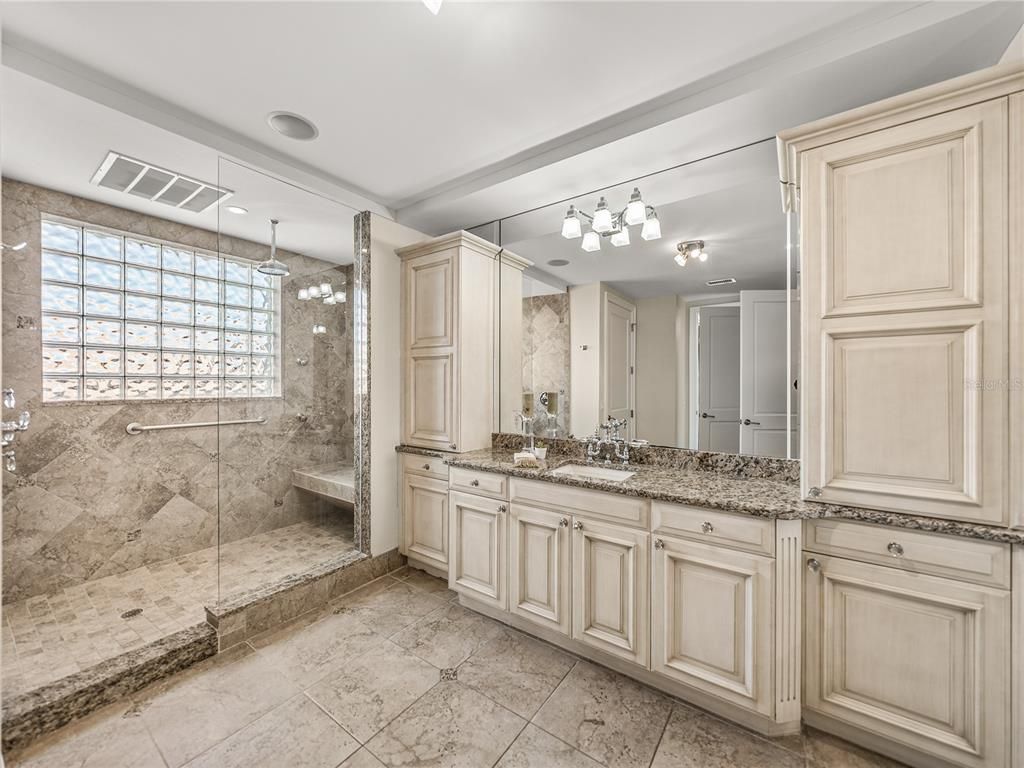 Bathroom, Dual Sink Vanities, Glass Shower, Interior, Recessed Lighting