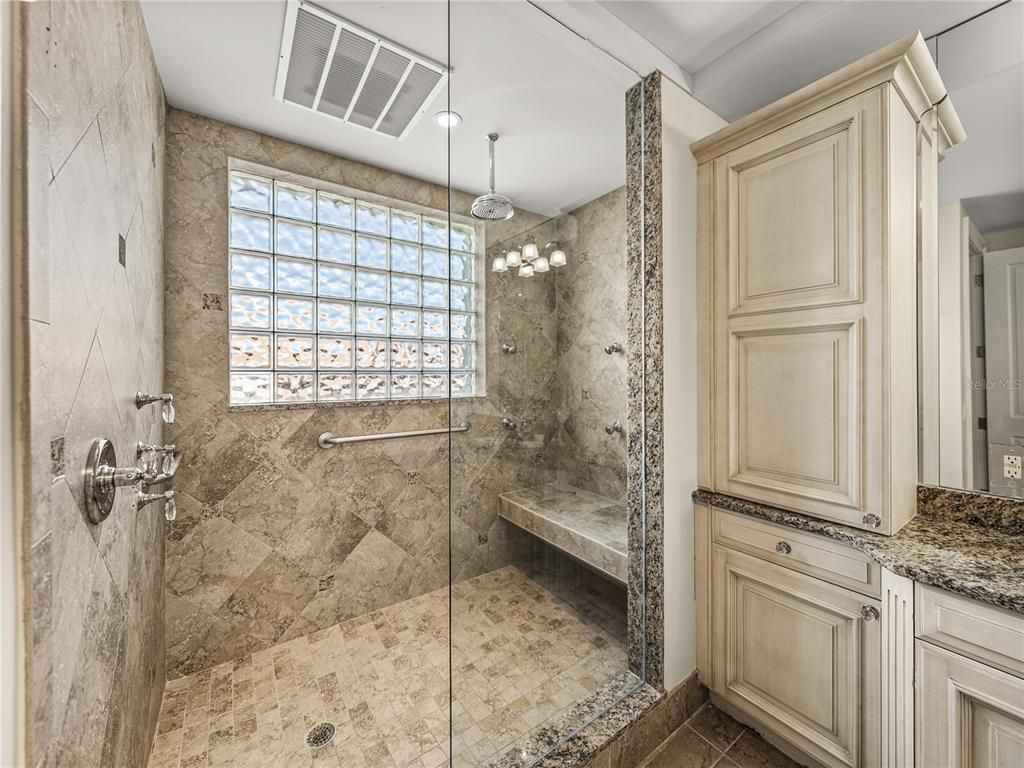 Bathroom, Glass Shower, Interior, Pendant Lights