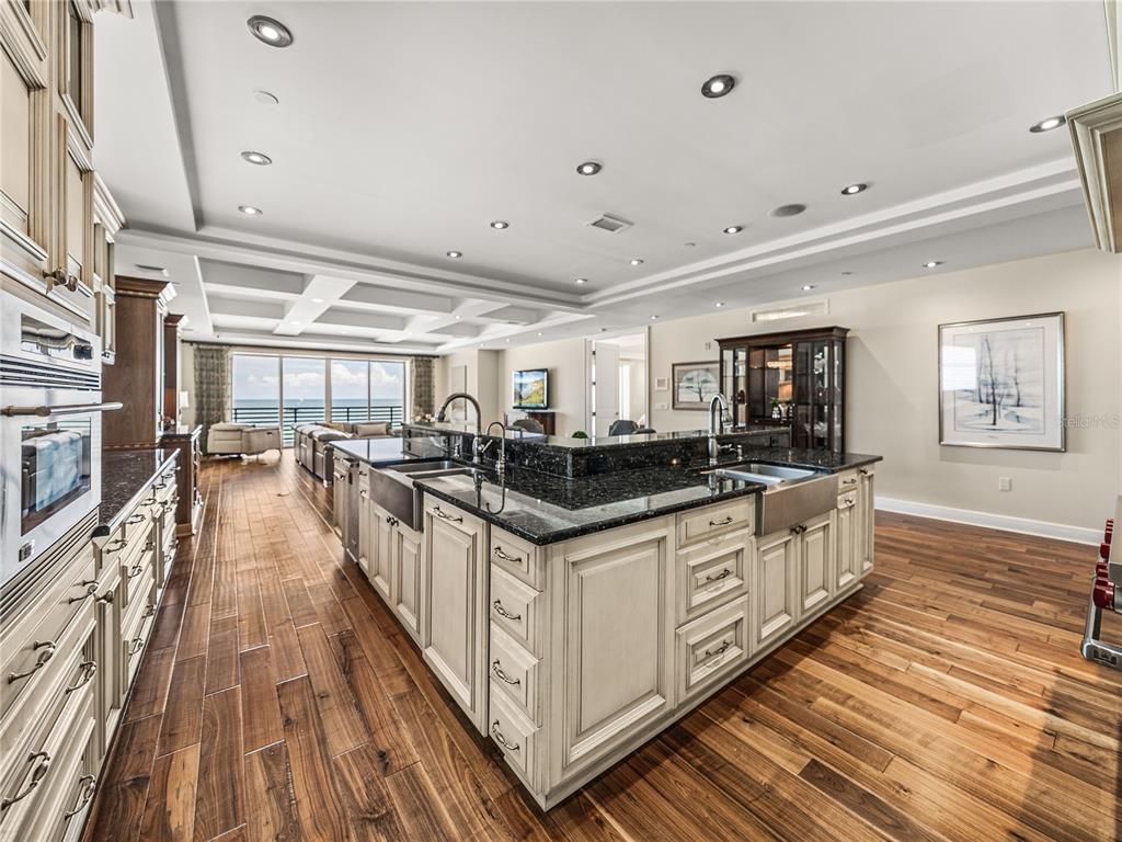 Interior, Kitchen, Living room, Recessed Lighting, Wood Texture Flooring