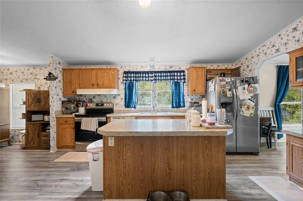 Interior, Kitchen, Wood Texture Flooring