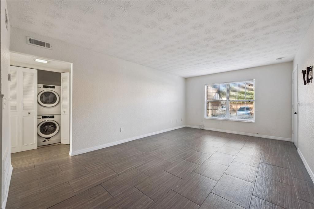 Empty room, Interior, Utility Closets, Washer, Wood Texture Flooring