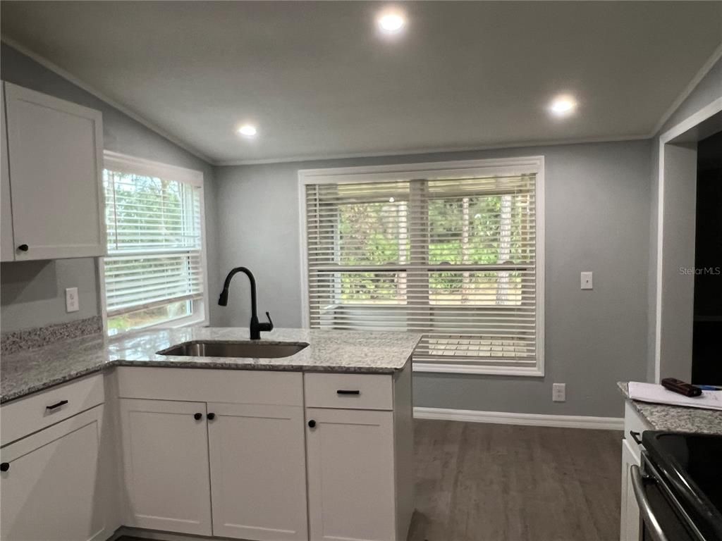Interior, Kitchen, Recessed Lighting, Wood Texture Flooring