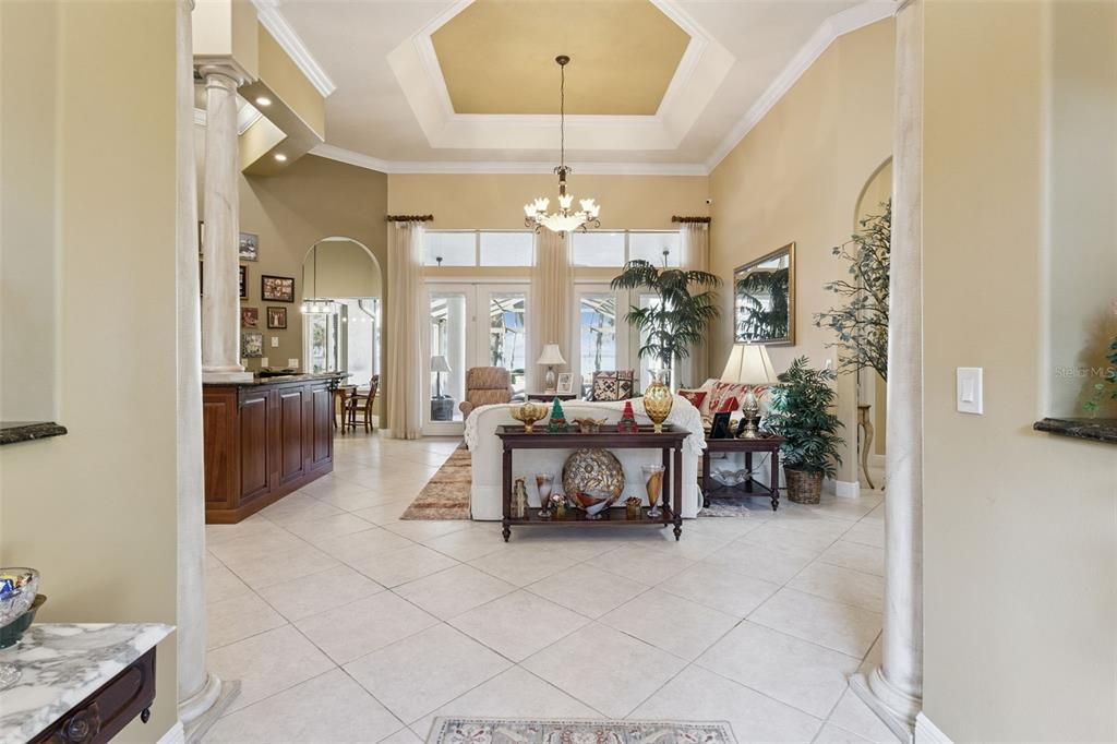 Chandelier, Interior, Living room, Recessed Lighting