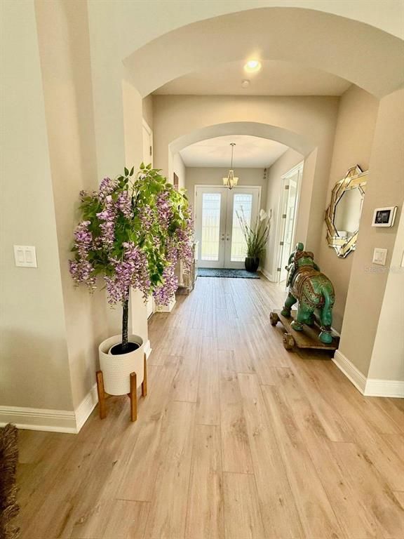 Chandelier, Interior, Recessed Lighting, Wood Texture Flooring