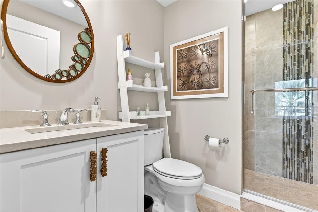 Bathroom, Glass Shower, Interior, Recessed Lighting