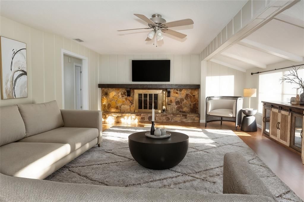 Fireplace, Interior, Living room, Wood Texture Flooring