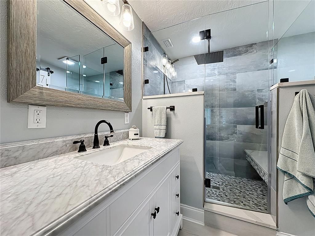 Bathroom, Glass Shower, Interior, Recessed Lighting