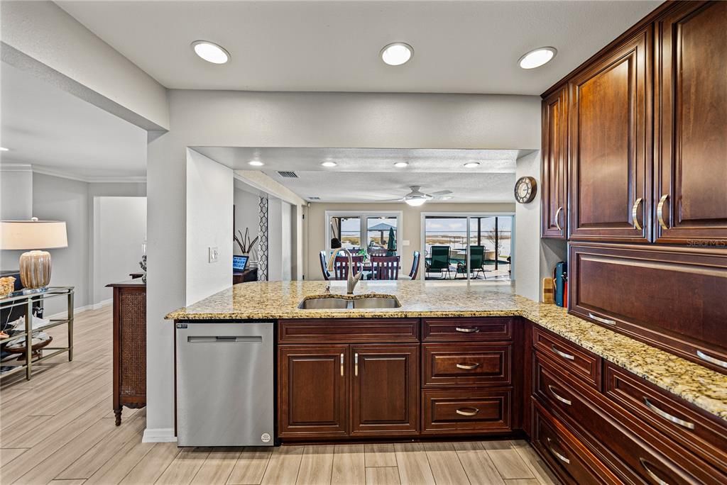 Dining room, Interior, Kitchen, Recessed Lighting, Wood Texture Flooring