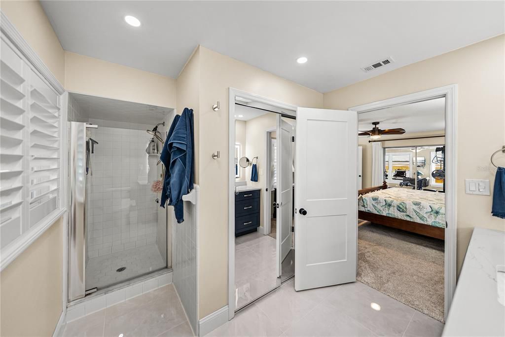 Bathroom, Glass Shower, Interior, Recessed Lighting