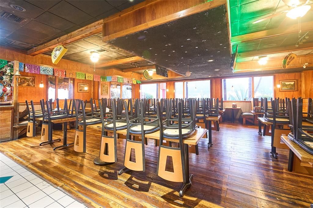 Dining room, Interior, Wood Texture Flooring, Wooden Walls