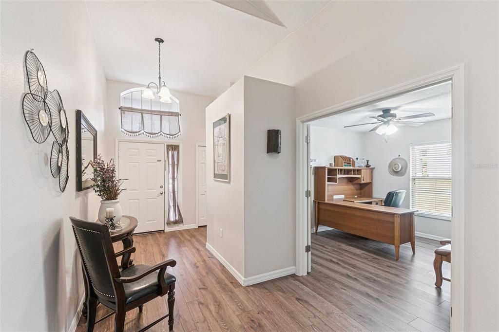 Home Office, Interior, Pendant Lights, Wood Texture Flooring