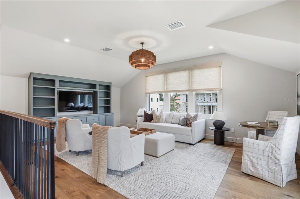 Chandelier, Interior, Living room, Recessed Lighting, Wood Texture Flooring