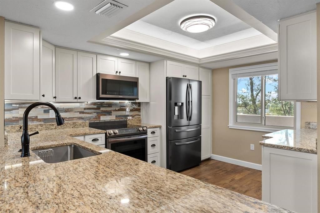 Interior, Kitchen, Recessed Lighting, Wood Texture Flooring