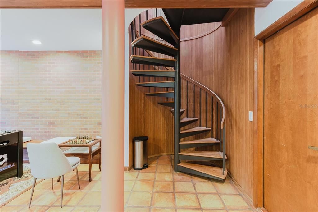 Interior, Recessed Lighting, Stone Walls, Wooden Walls