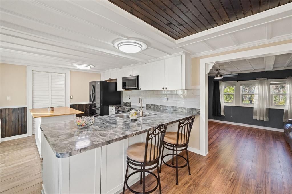 Interior, Kitchen, Wooden Ceilings, Wood Texture Flooring