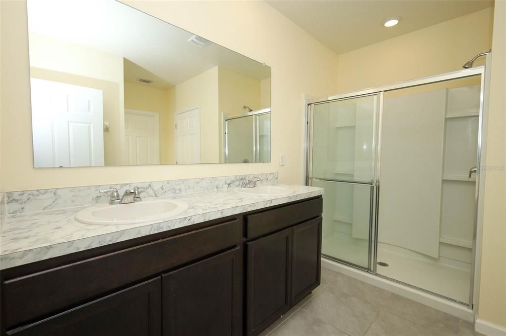Bathroom, Dual Sink Vanities, Glass Shower, Interior, Recessed Lighting