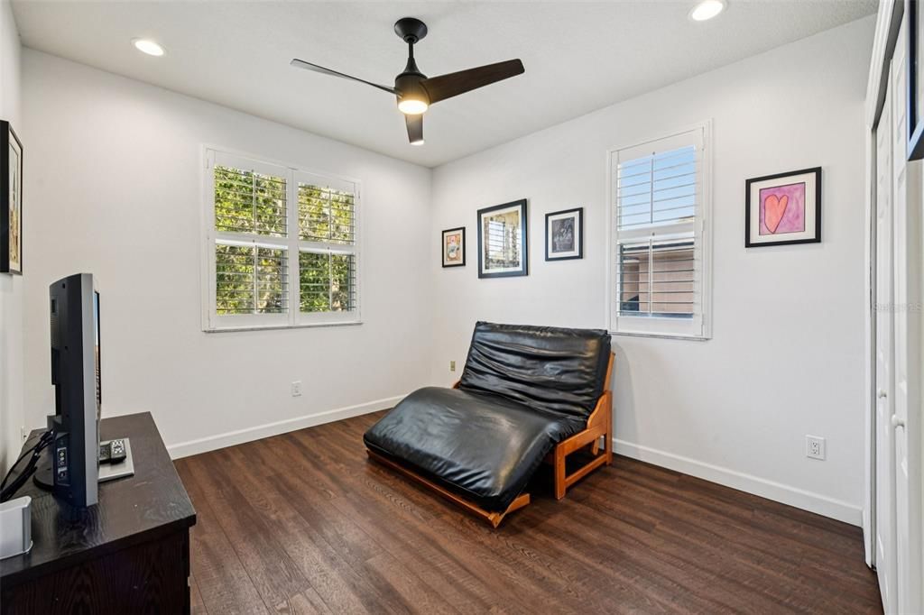 Home Office, Interior, Recessed Lighting, Wood Texture Flooring