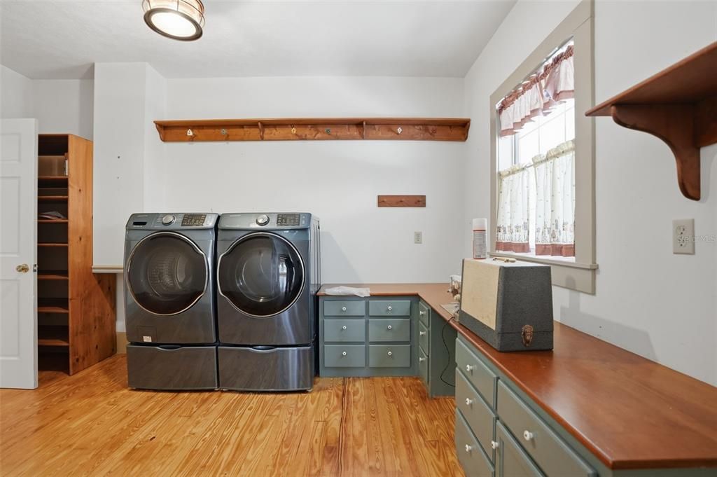 Interior, Washer, Wood Texture Flooring