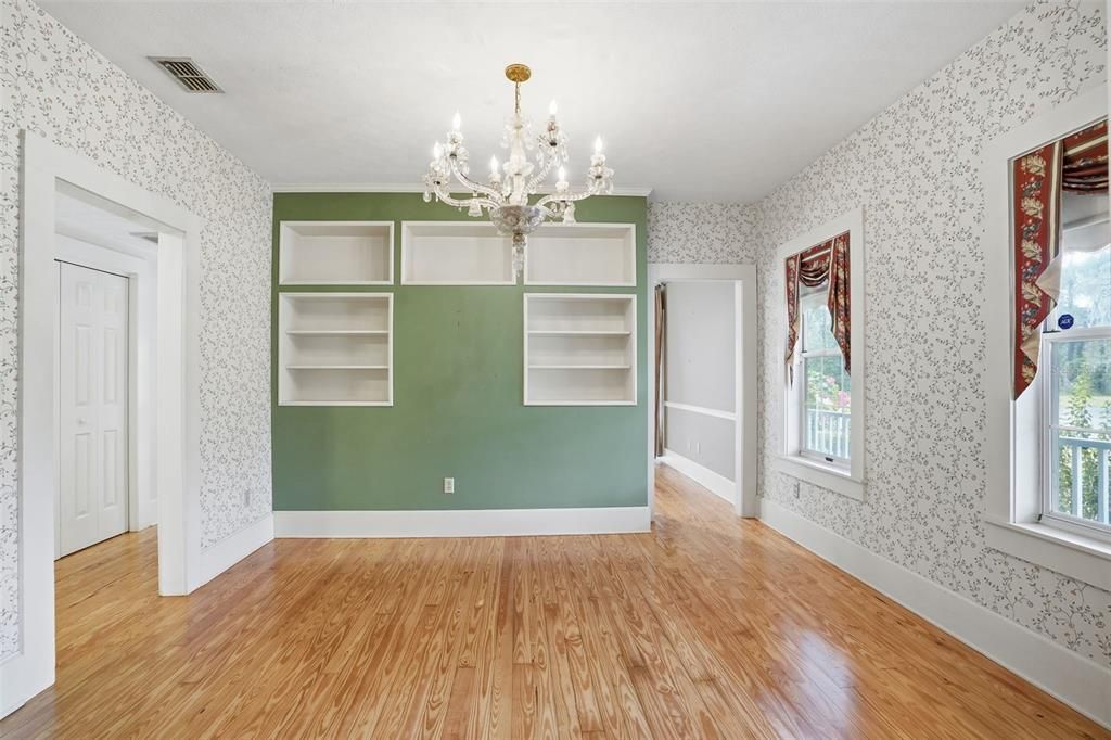 Chandelier, Empty room, Interior, Wood Texture Flooring