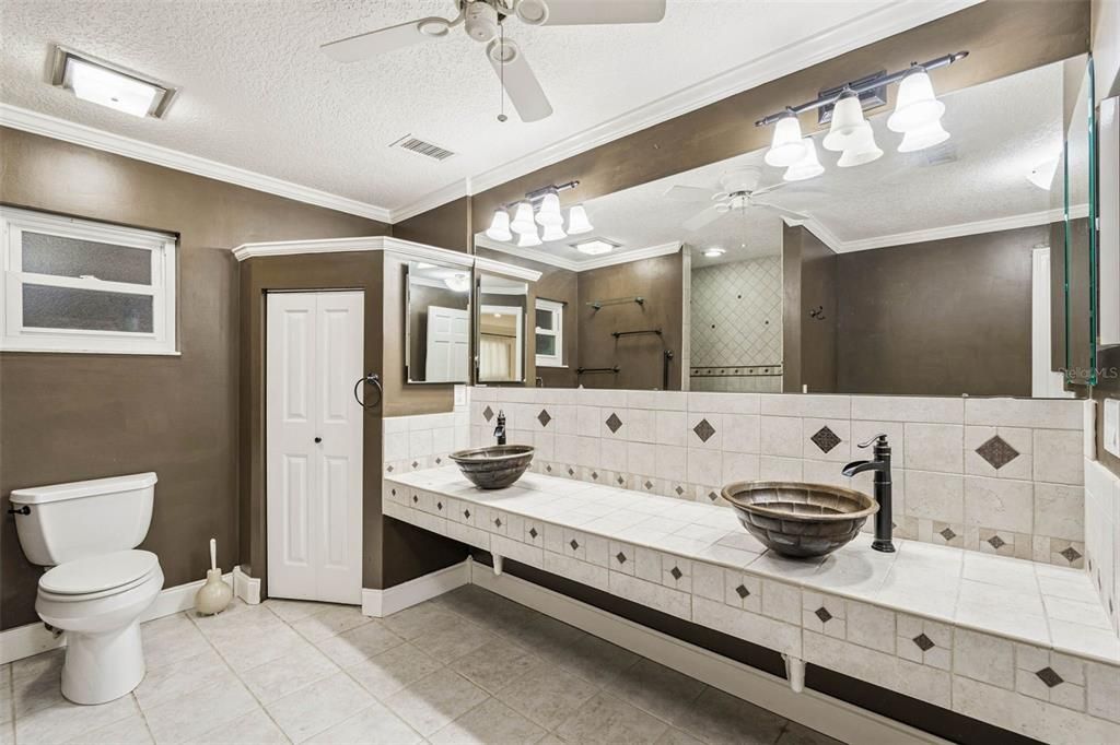 Bathroom, Dual Sink Vanities, Interior, Tile Countertops