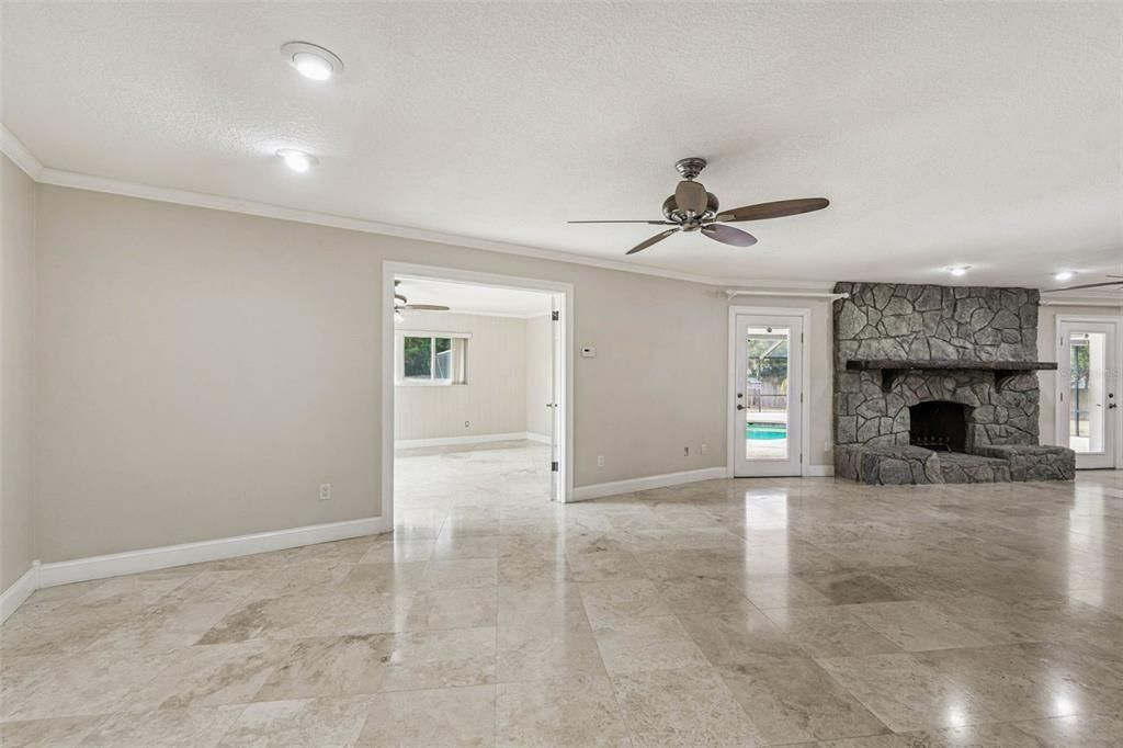 Empty room, Fireplace, Interior, Recessed Lighting