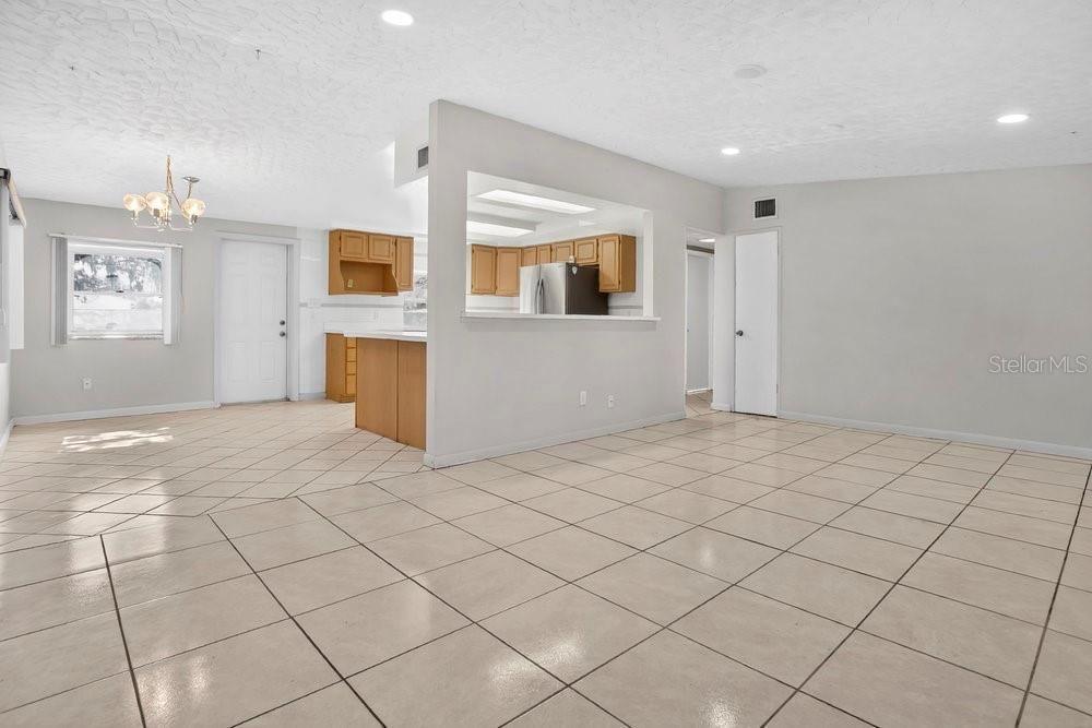 Chandelier, Empty room, Interior, Kitchen, Recessed Lighting