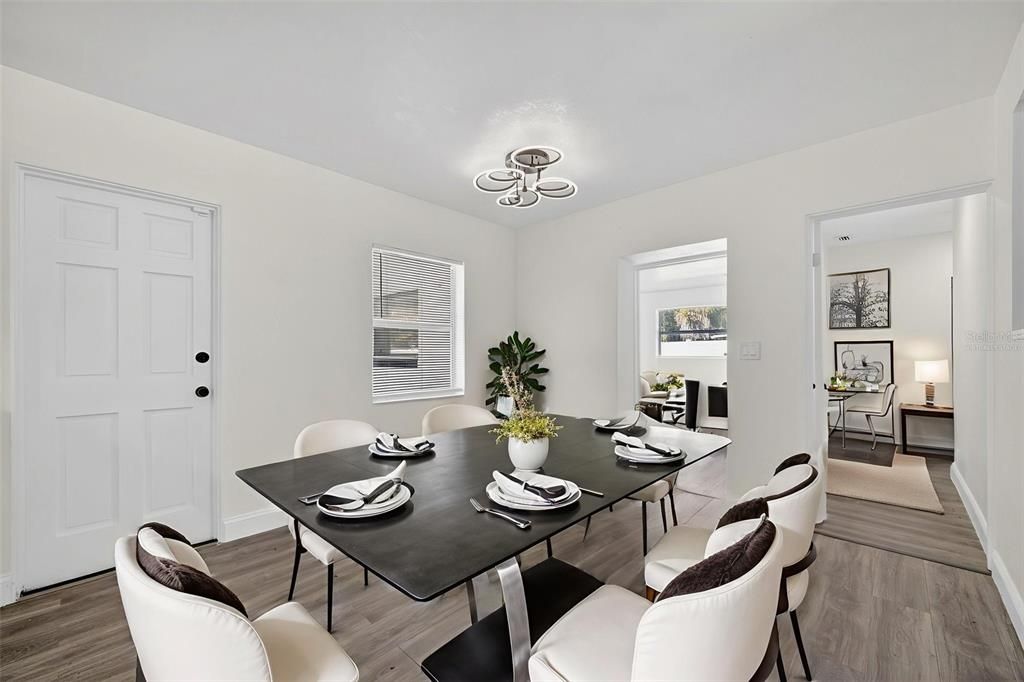 Dining room, Interior, Wood Texture Flooring