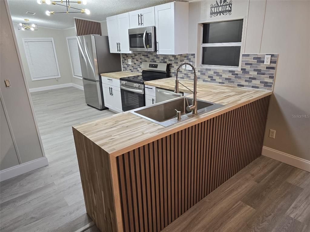 Interior, Kitchen, Stainless Steel Appliances, Wood Texture Flooring