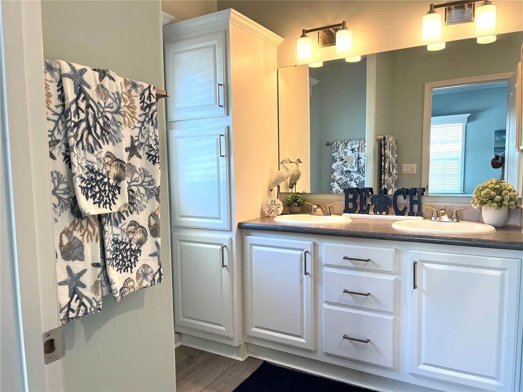 Bathroom, Dual Sink Vanities, Interior, Wood Texture Flooring