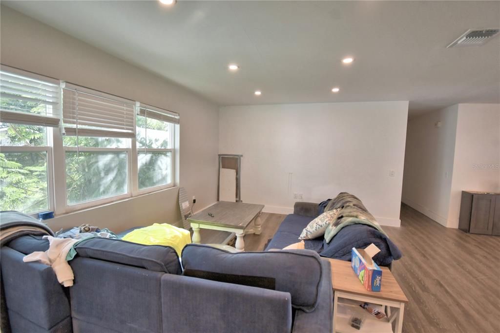 Interior, Living room, Recessed Lighting, Wood Texture Flooring