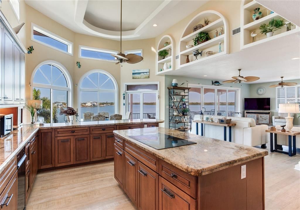 Interior, Kitchen, Living room, Recessed Lighting, Water, Wood Texture Flooring