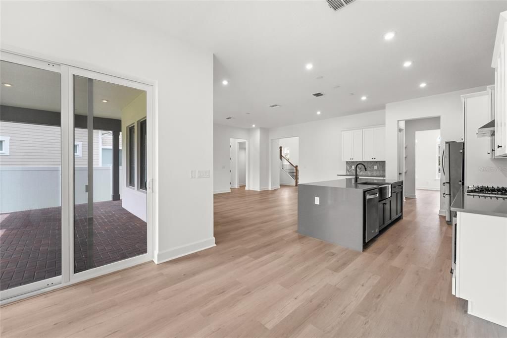 Interior, Kitchen, Recessed Lighting, Wood Texture Flooring