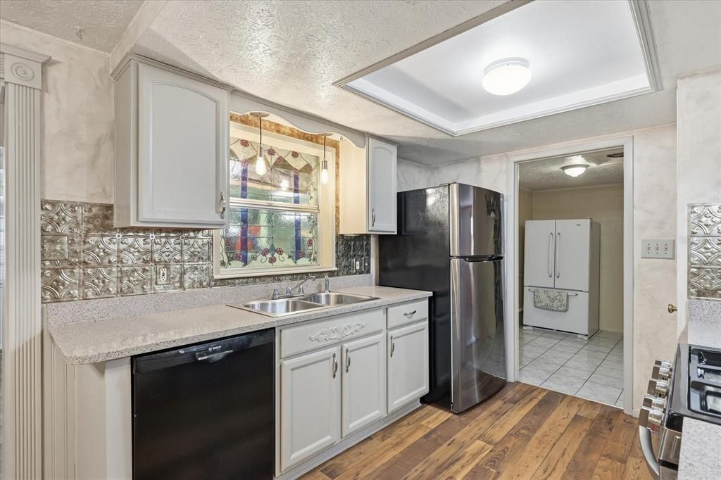 Interior, Kitchen, Wood Texture Flooring