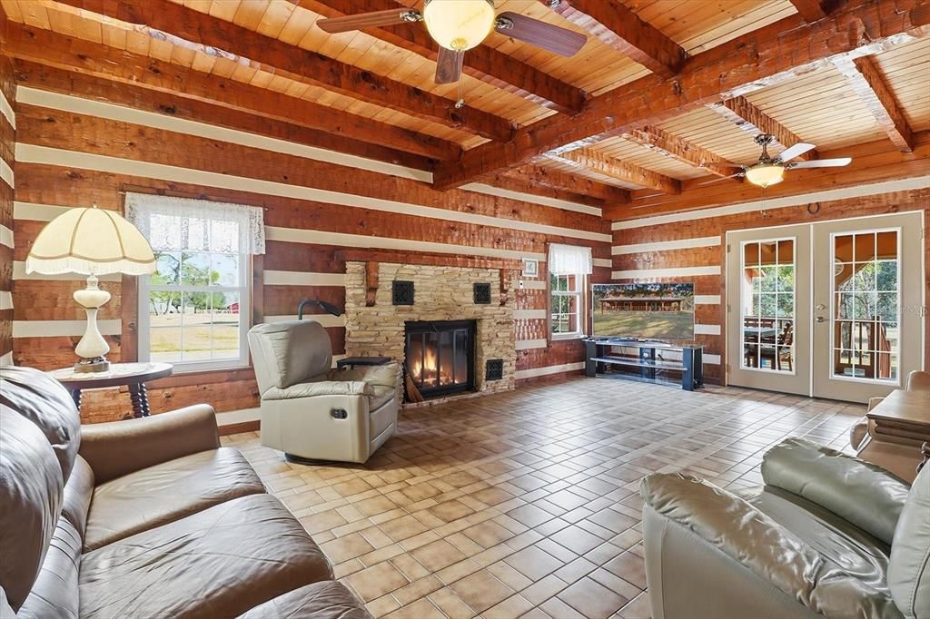 Fireplace, Interior, Living room, Stone Walls, Wooden Beams, Wooden Ceilings, Wooden Walls
