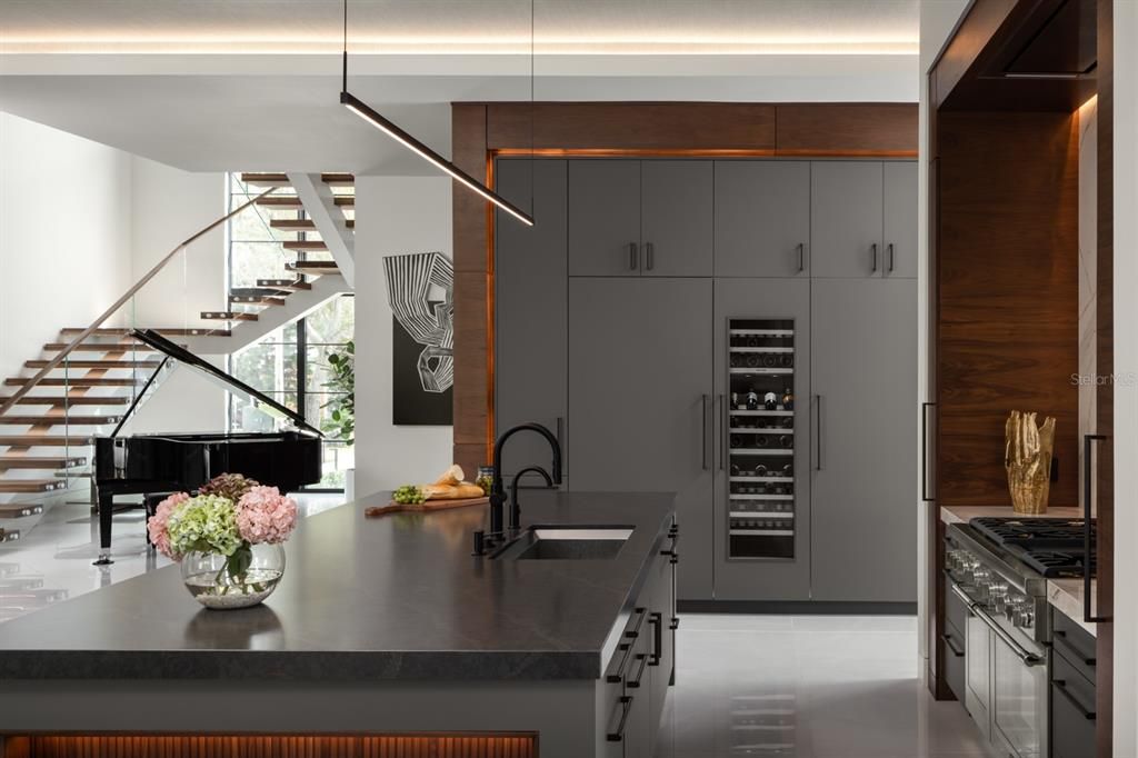Interior, Kitchen, Pendant Lights, Piano