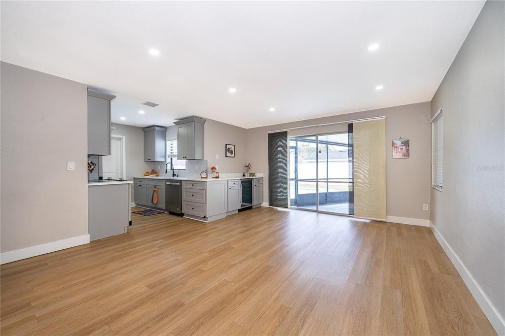 Interior, Kitchen, Recessed Lighting, Wood Texture Flooring