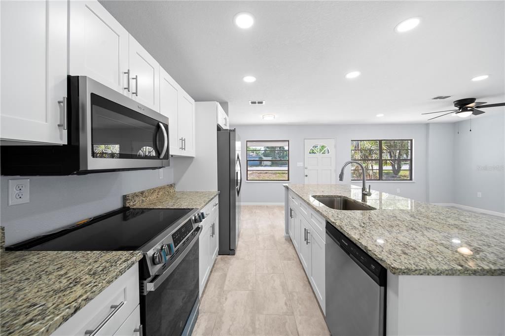 Interior, Kitchen, Recessed Lighting, Wood Texture Flooring