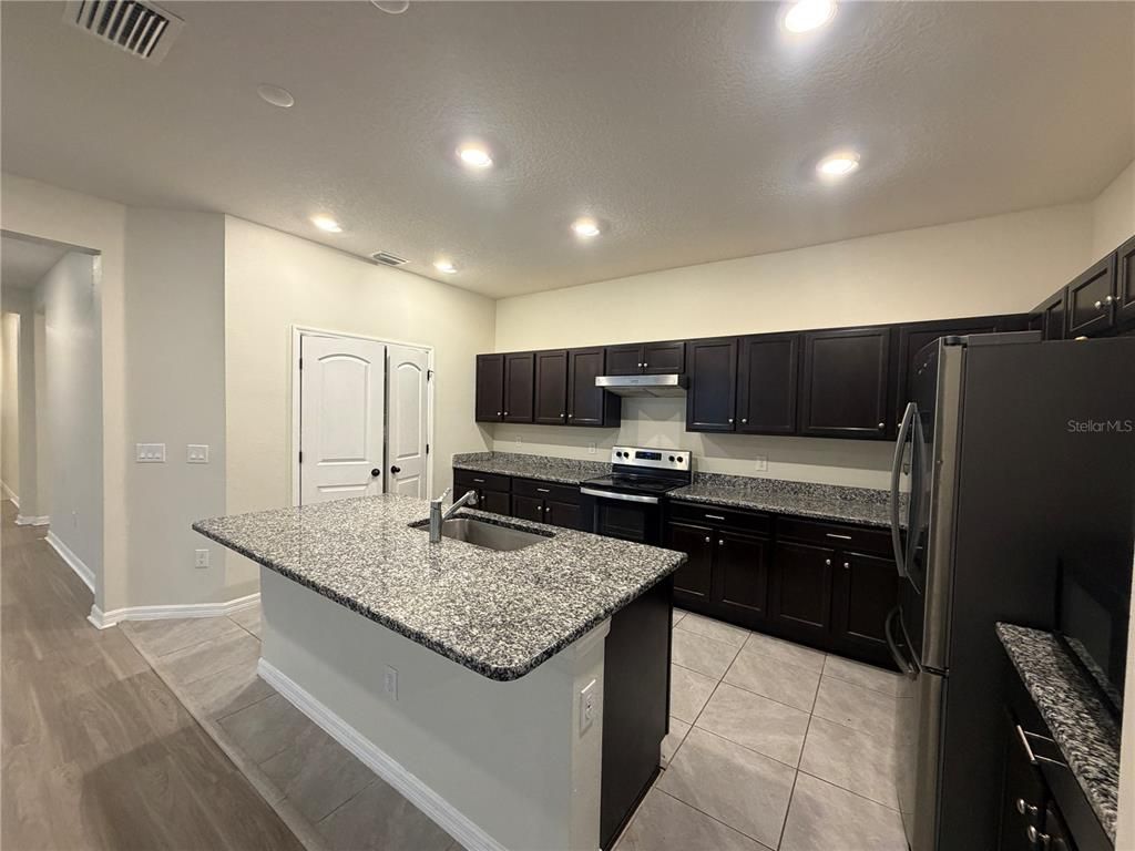 Interior, Kitchen, Recessed Lighting, Wood Texture Flooring