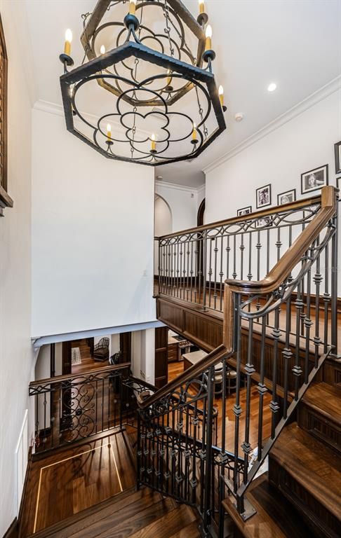 Chandelier, Interior, Recessed Lighting, Wood Texture Flooring