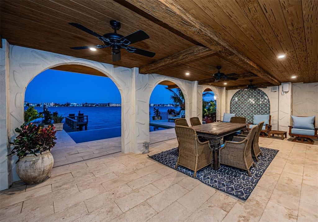 Exterior, Recessed Lighting, Water, Wooden Beams, Wooden Ceilings