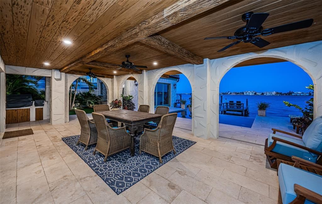 Exterior, Recessed Lighting, Water, Wooden Beams, Wooden Ceilings