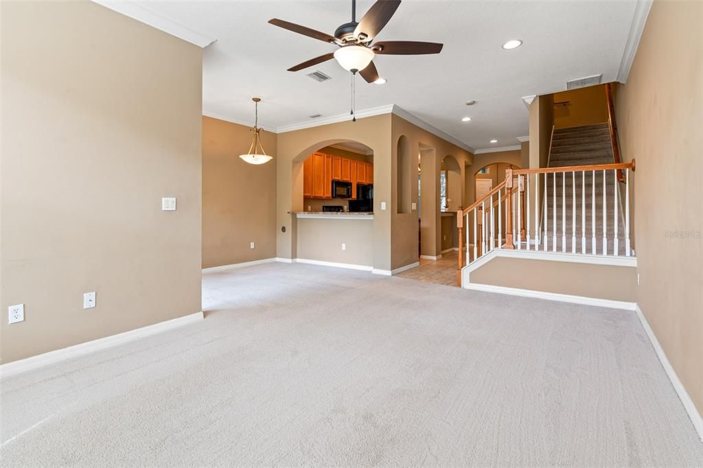 Empty room, Interior, Pendant Lights, Recessed Lighting
