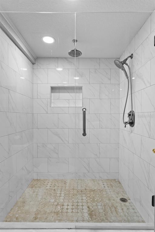 Bathroom, Glass Shower, Interior, Marble Walls, Recessed Lighting