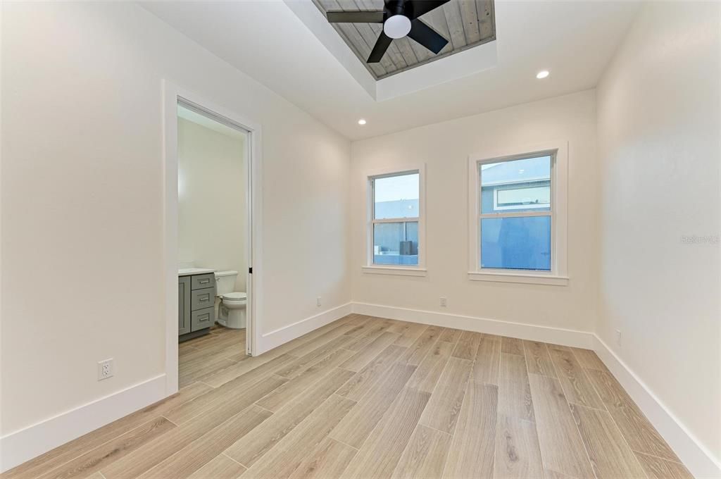 Bathroom, Empty room, Interior, Recessed Lighting, Wood Texture Flooring