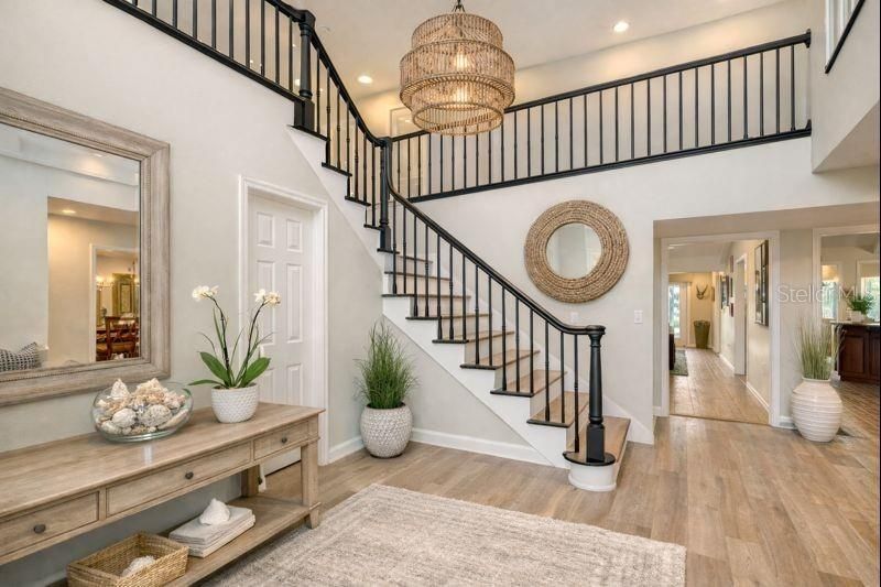 Chandelier, Interior, Recessed Lighting, Wood Texture Flooring