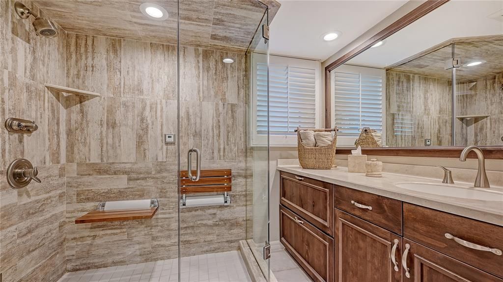 Bathroom, Glass Shower, Interior, Recessed Lighting