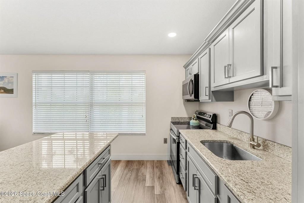 Interior, Kitchen, Recessed Lighting, Wood Texture Flooring