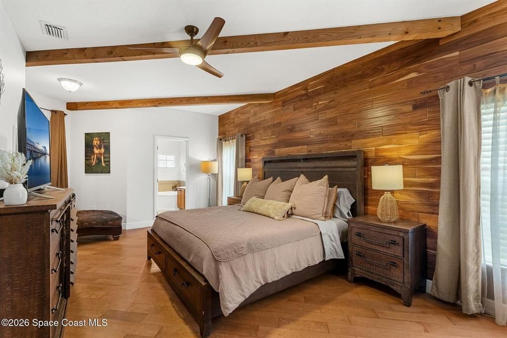Bedroom, Interior, Wooden Beams, Wood Texture Flooring, Wooden Walls